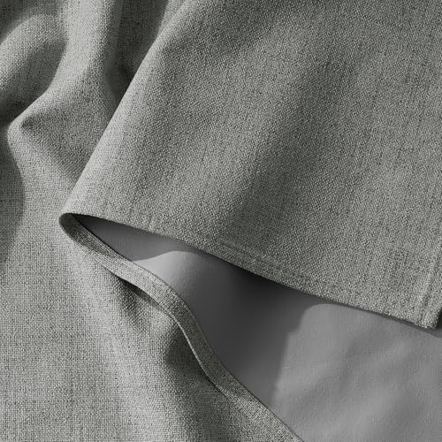 Grey 100% Blackout Linen Curtains 108 Inch Long for Bedroom (Grey / 52"W x 108"L (Pack of 2))