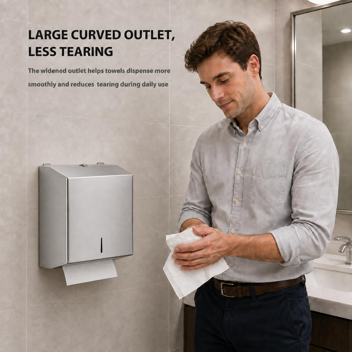 Stainless Steel Paper Towel Dispenser Wall Mount for Commercial Bathrooms (3814-silver)