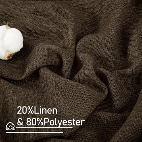 Dark Brown Sheer Linen Curtains for Living Room 84 inch Length (52"W x 84"L (Pack of 2) / Dark Brown)