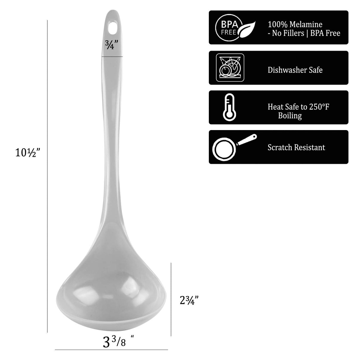 Melamine Soup Ladle Kitchen Utensil (10.5 inch Long, One Piece / Indigo)