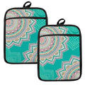 Turquoise Abstract Mandala Floral Pot Holders for Kitchen (Haodh-10)