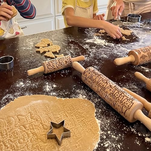 AZTEC Embossed Rolling Pin for Ceramic. Clay Roller and Ceramic Stamp for Embossing Pottery. Baking Gifts for Women by Algis Crafts for Embossed Cookies