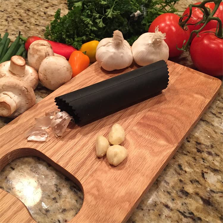 2 Set Silicone Garlic Peeler Easy Roller Tube Useful Garlic Odorfree Kitchen Tool (black clear)