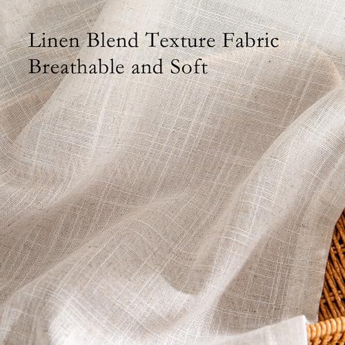 Linen Curtains for Living Room 96 Inches Long (50"W x 96"L (Pack of 2) / Natural Linen)