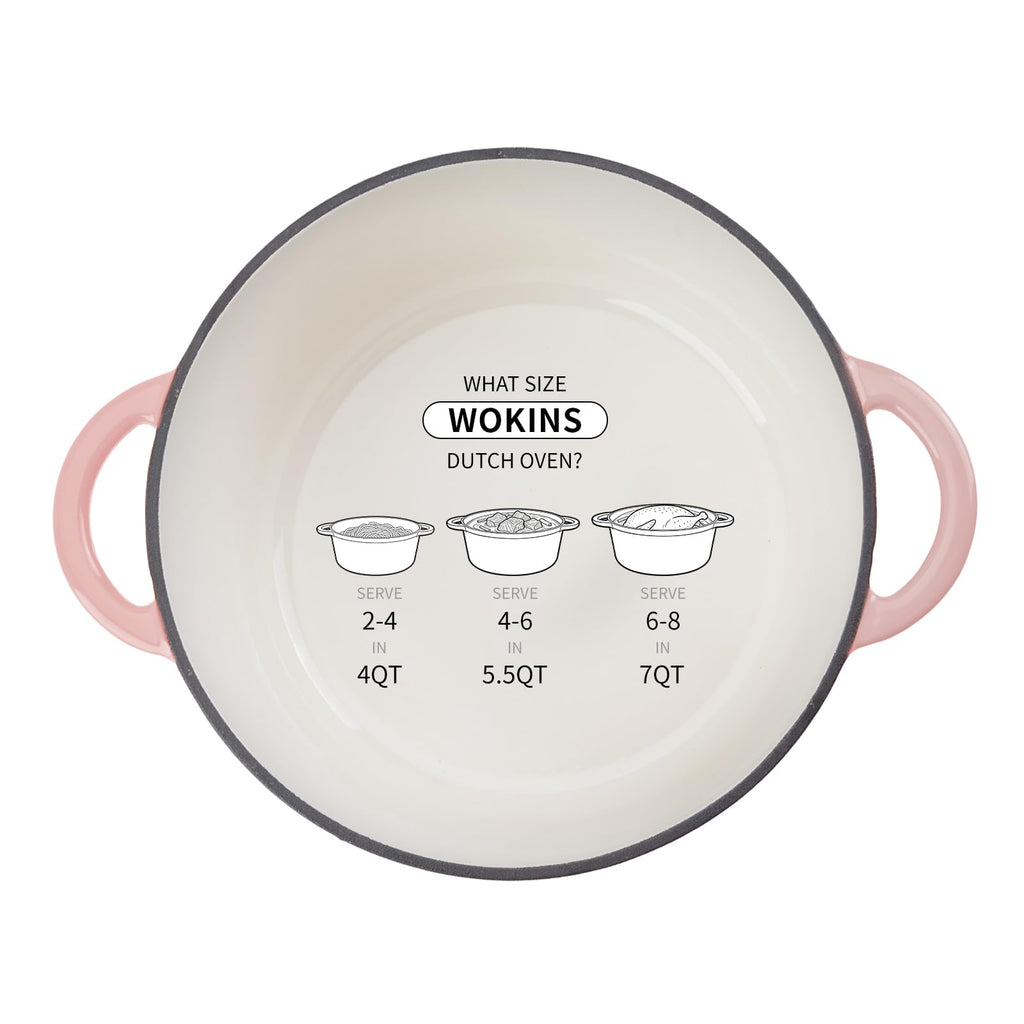 4 QT Enameled Cast Iron Round Dutch Oven With Lid (PINK / 4Qt)