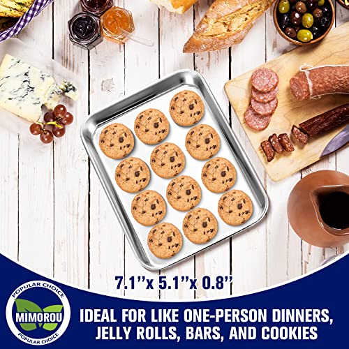 12 Pcs Baking Sheet Stainless Steel Cookie Pans (7.1 x 5.1 inches)
