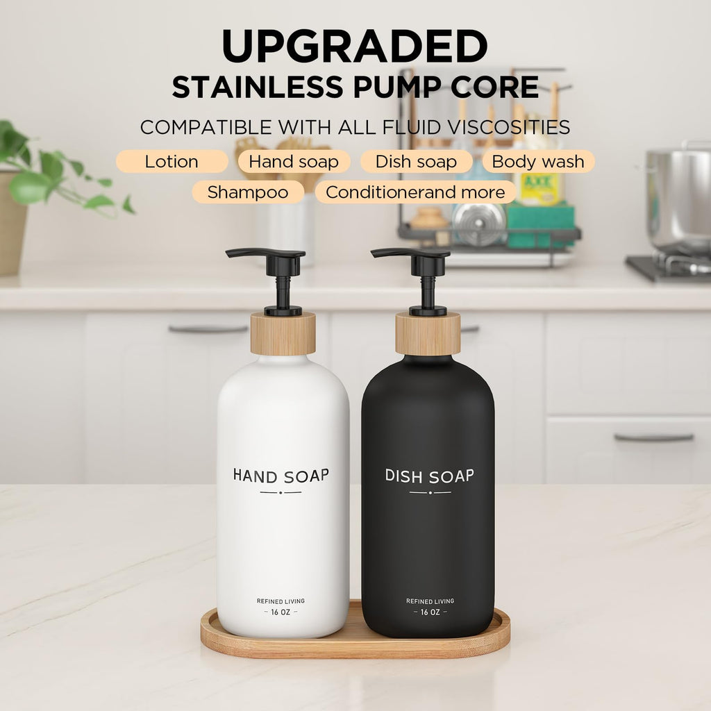 Hand and Dish Soap Dispenser Set (Hand Dish (Black/White))