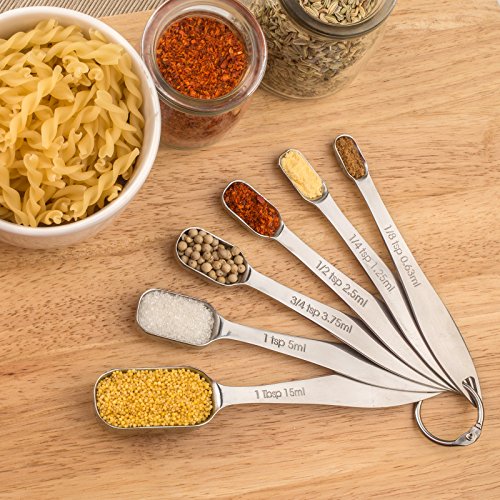 6-Piece 18/8 Stainless Steel Measuring Spoons Set, Silver (6 Piece / Silver)