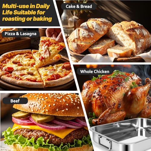 15.5" Stainless Steel Roasting Pans with Handles (15.5")