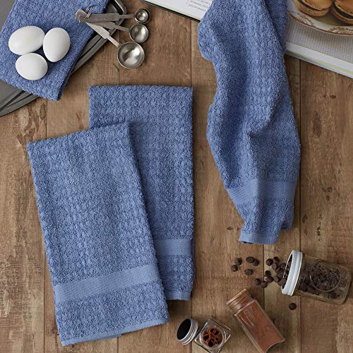 Basic Terry Collection Waffle Dishtowel Set (Solid Stonewash Blue / 15x26")
