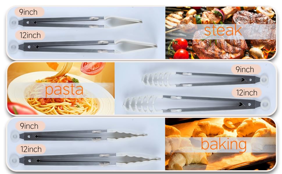 Kitchen Tongs (White / 9 Inch)