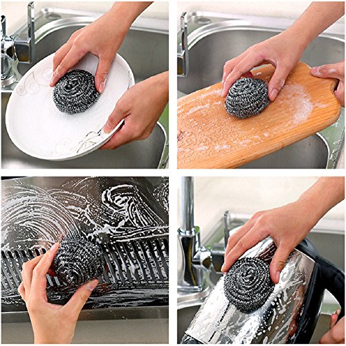 6 Pack Stainless Steel Wool Scrubber (Scouring Pad)