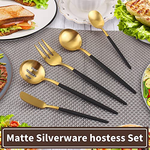 Matte Black Gold Serving Silverware Set (Matte Black Gold)