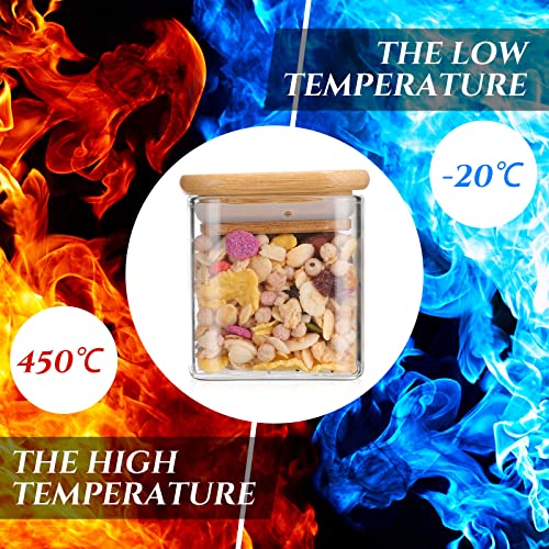 Set of 24 Airtight Square Spice Containers 4 oz Glass Spice Jars with Bamboo Lid Small Seasoning Jars Empty Food Storage Containers for Pantry Clear Food Canisters for Kitchen Sugar Coffee