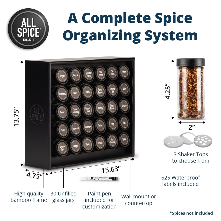 Spice Rack Organizer (30 Jar / Matte Black)