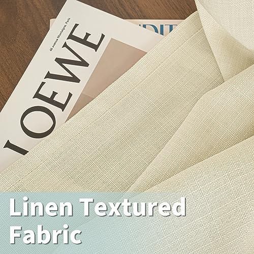 Light Filtering Linen Curtains 54 Inch Long for Bedroom (52"W x 54"L (Pack of 2) / Silver Grommet-light Beige)