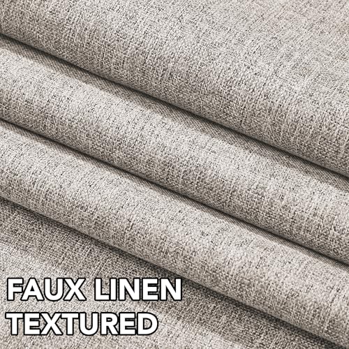 100% Blackout Linen Curtains 90 Inch Long for Living Room Bedroom (Sand/Linen Total Blackout / 52"W x 90"L (Pack of 2))