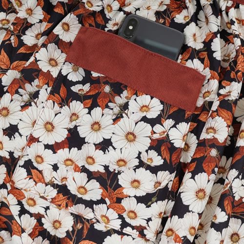 Cute Floral Aprons for Women with Pockets (Medium / Burgundy)