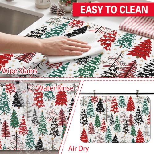 Christmas Dish Drying Mat Kitchen Countertop (RedGreen / 24" x 18")