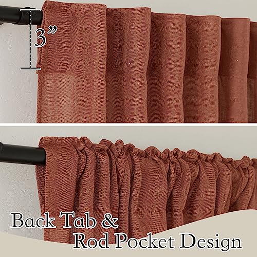Linen Semi Sheer Curtains for Bedroom Living Room 84 inches Long (Terracotta / 52"W x 84"L (Pack of 2))