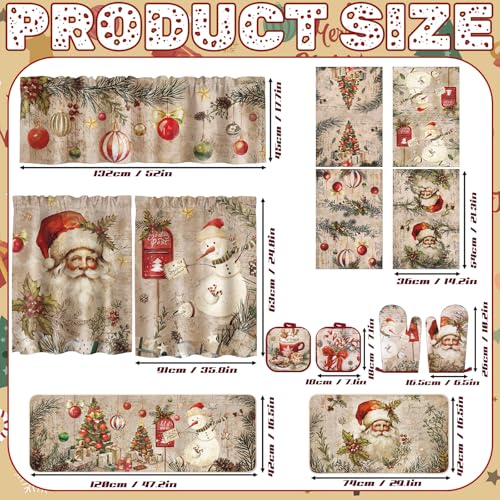 13 Pcs Christmas Kitchen Set Towels Mats Potholders Oven Mitts (Santa Claus)