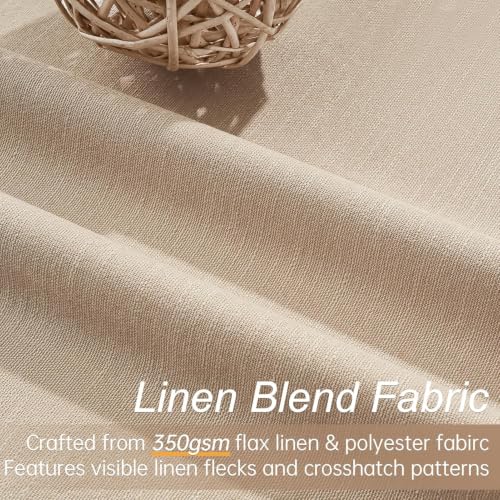 Light Taupe Blackout Textured 90 Inch Long Linen Blend Curtain Draperies Pinch Pleat Back Tab with Hooks Energy Saving Thermal Insulated Curtains for Living Room (Tan / 52"W x 90"L (Pack of 2))