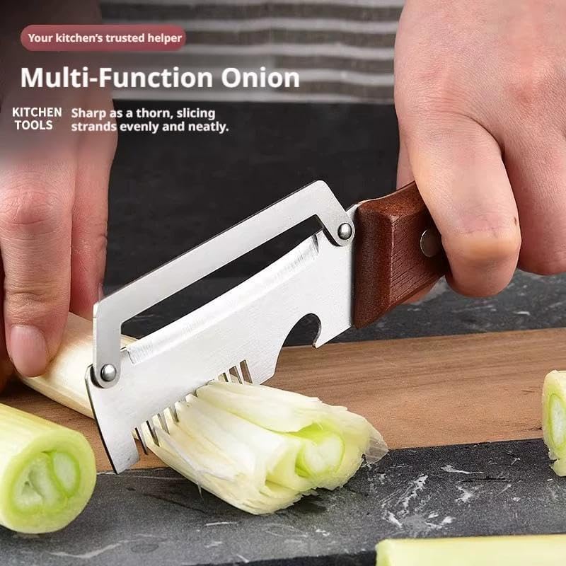 2PCS 3-in-1 Multifunctional Vegetable Peeler, Multifunctional Stainless Steel Peeler, Wooden Peeler, with Bottle Opener & Green Onion Comb Teeth, Kitchen Peeling Tool ﻿