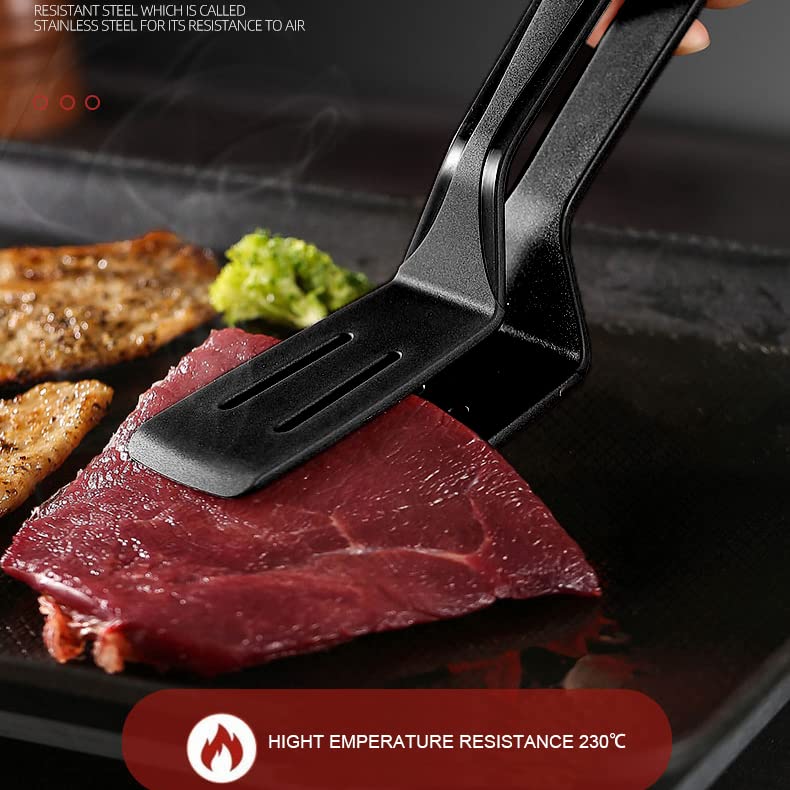 Silicone Kitchen Tongs Spatula Tongs for Cooking 11 Inch Barbecue Clamp Spatula for Gripper Bread Clip Fried Steak Clamp Flipping Fish Beefsteak (1 Pack Black (big))