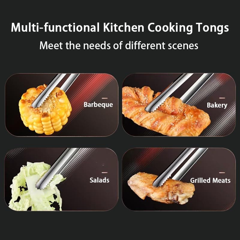 3Pcs 304 Stainless Steel Grill Clamp Kitchen Cooking Tongs Multipurpose Barbecue Clamp Spatula for Gripper Bread Clip (Red Set)