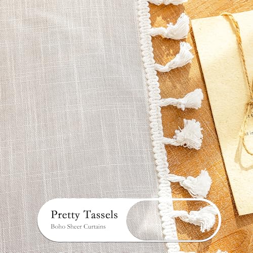 Boho Farmhouse White Long Curtains for Living Room (Z-pure White / 50"W x 90"L (Pack of 2))
