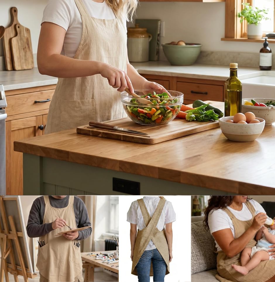 Soft Cotton Linen Cross Back Pull (Khaki)