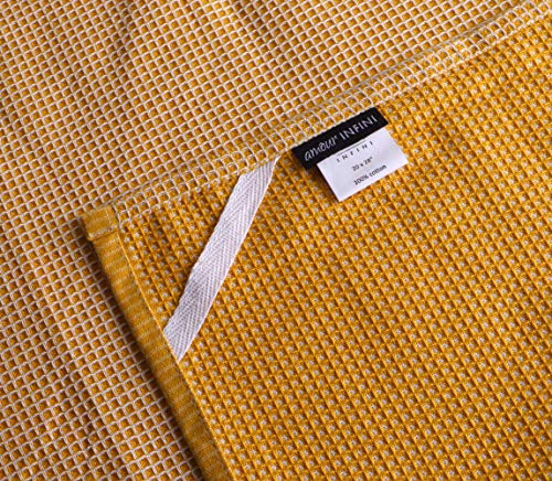 Cotton Kitchen Towels (Yellow / 2 Stripe + 2 Waffle Towels)
