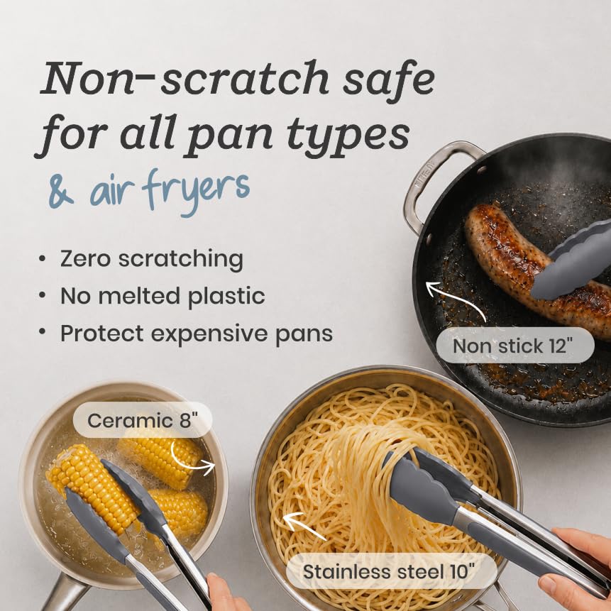 Starpack Get a Grip Silicone Kitchen Tongs (Set of 2 (9" & 12") / Gray/Black)