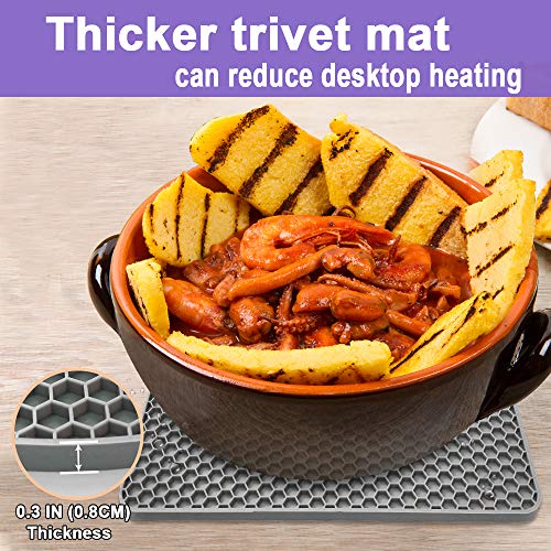 Silicone Trivet Mats (7in, 4 Grey Square)