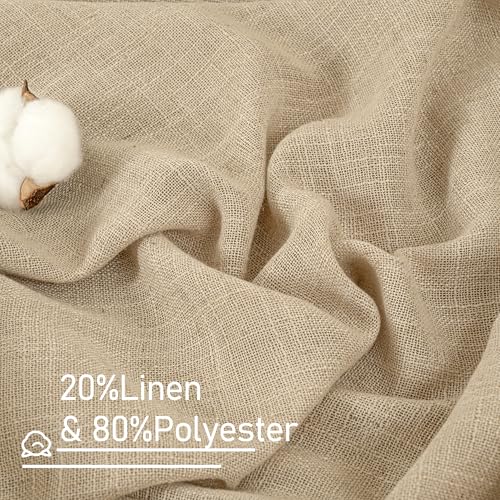 Brown Sheer Linen Curtains for Living Room 96 Inches Long 2 Panels (52"W x 96"L (Pack of 2) / Brown)