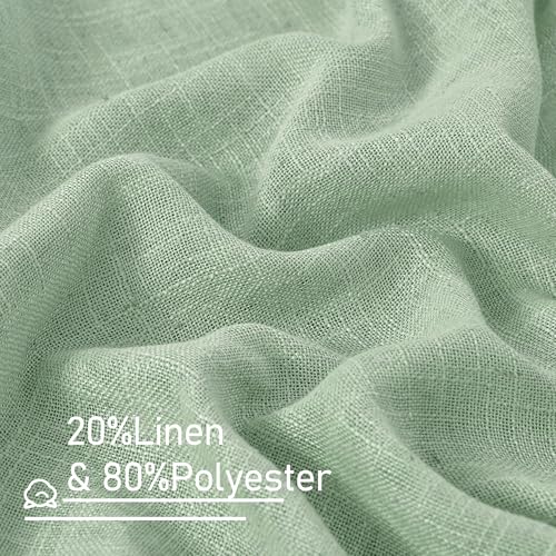 45 Inch ES Long Semi Sheer Linen Curtains for Bedroom 2 Panels (52"W x 45"L (Pack of 2) / Fresh Green)