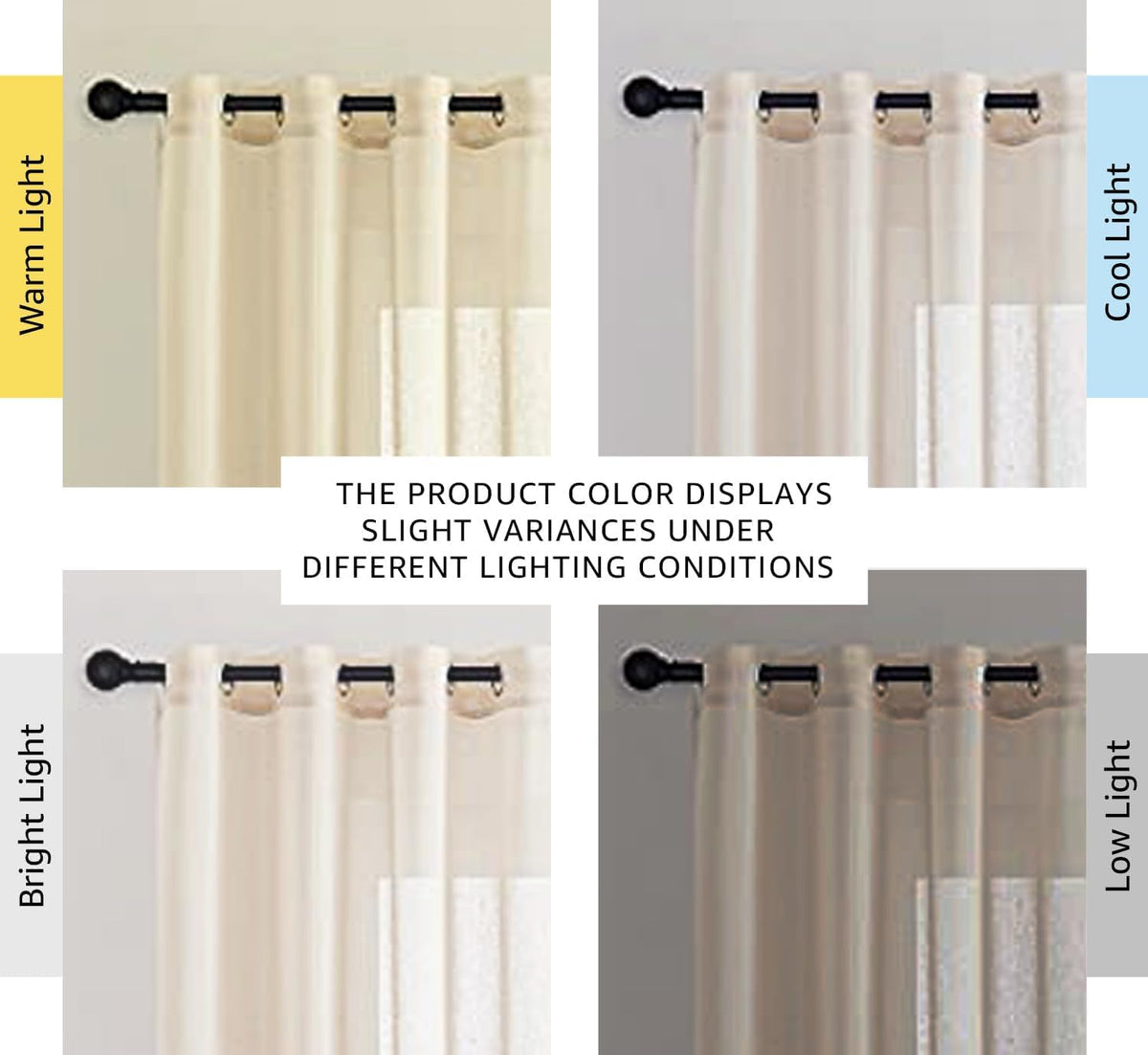 90 inch Beige Curtains Linen Sheer Faux Flax Window Drapes (52"W x 90"L (Pack of 2) / Beige)