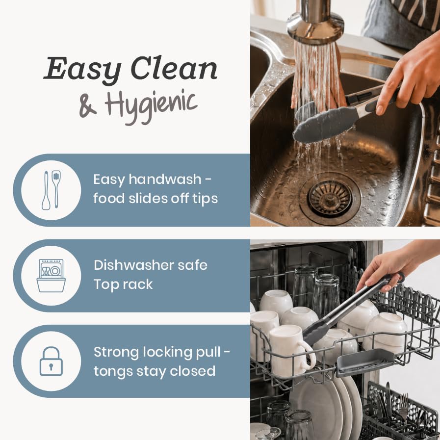Starpack Get a Grip Silicone Kitchen Tongs (Set of 2 (9" & 12") / Gray/Black)