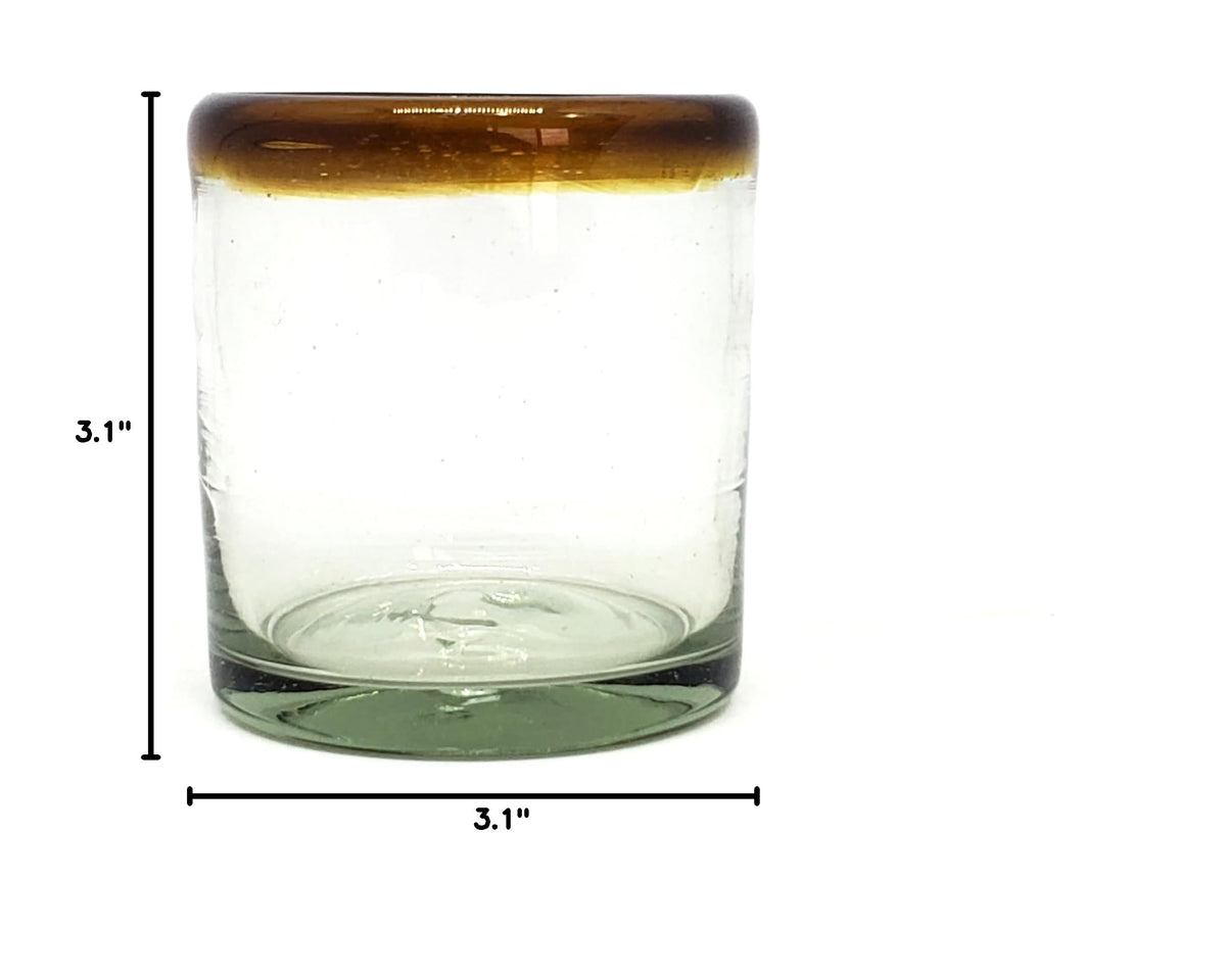 Amber Rim 8 oz DOF Rock Glasses (8 oz DOF Rocks)