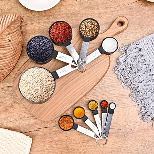 Measuring Cups and Spoons Set (Black 10 Pcs)