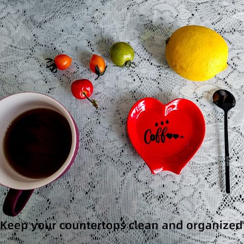 Heart shaped Coffee Spoon Rest (Red+black spoon)