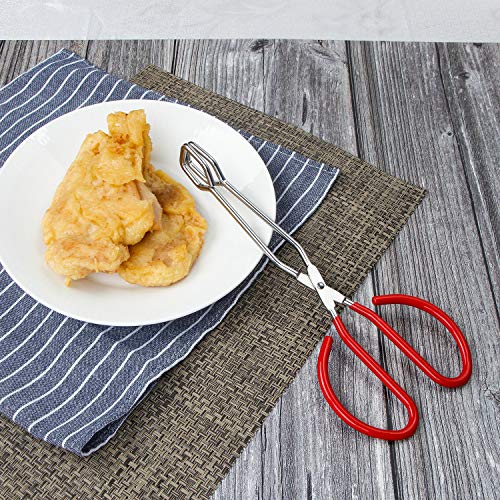 10 Inch Stainless Steel Scissor Tongs (red 10"+10")