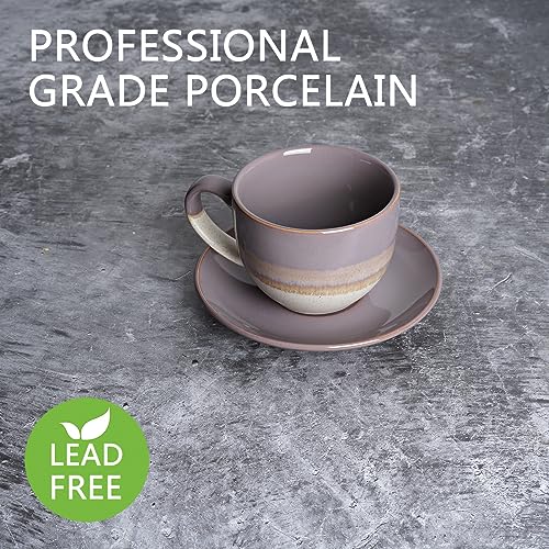 Ceramic Cappuccino Cup and Saucer Set of 2 (Purple)