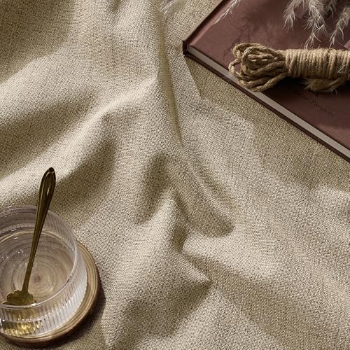 Linen Textured 100% Blackout Curtains 90 Inch Long for Office (Burlap / 52"W x 90"L (Pack of 2))