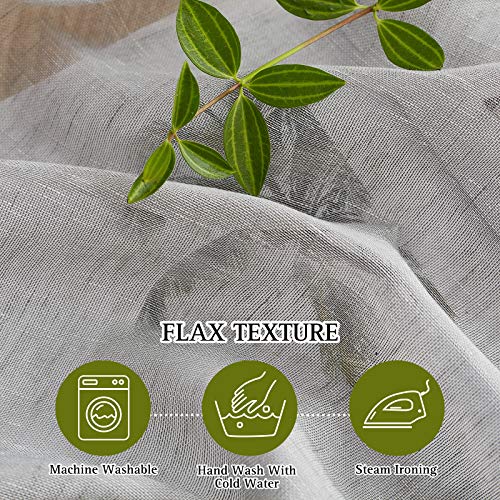 Sheer Linen Bedroom Window Curtains 84 inches Length (52"W x 84"L (Pack of 2) / Grey)