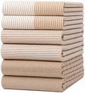 Premium Kitchen Towels 6 Pack 100% Cotton (Tan / Kitchen Towels - Mixed Styles (6 Pack))