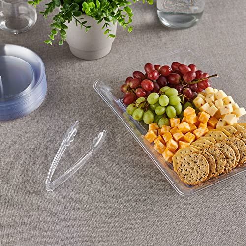 Clear Tongs 7.5'' Inches] Plasticpro 7.5'' Serving Tongs Heavy Duty Reusable Kitchen and BBQ Clear Serving Tong for party's (12 x 7.5'' / Clear)