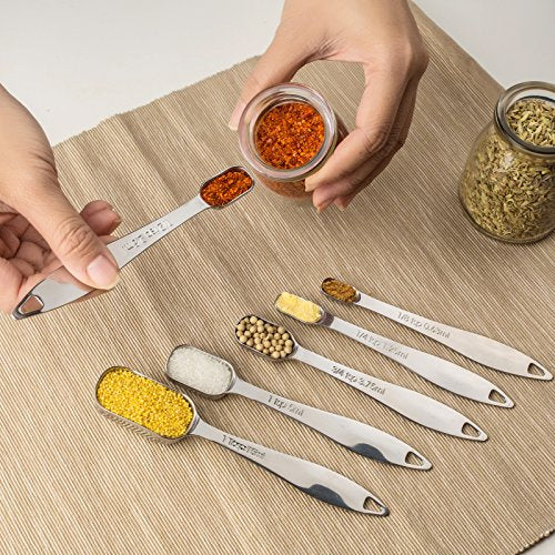 6-Piece 18/8 Stainless Steel Measuring Spoons Set, Silver (6 Piece / Silver)