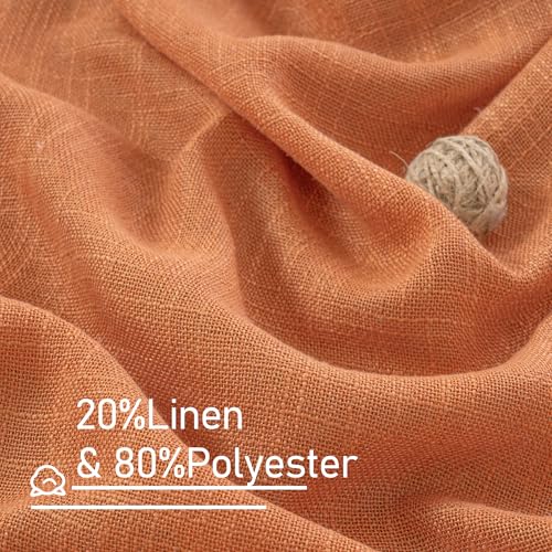 Semi Sheer Linen Curtains 45 Inches Long for Bedroom 2 Panels (52"W x 45"L (Pack of 2) / Burnt Orange)