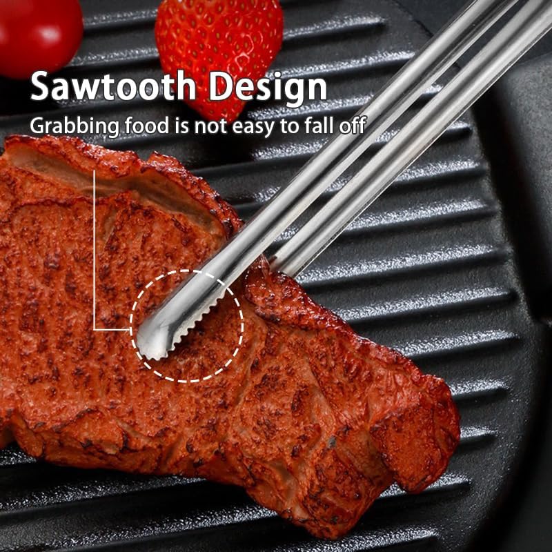 3Pcs 304 Stainless Steel Grill Clamp Kitchen Cooking Tongs Multipurpose Barbecue Clamp Spatula for Gripper Bread Clip (Red Set)